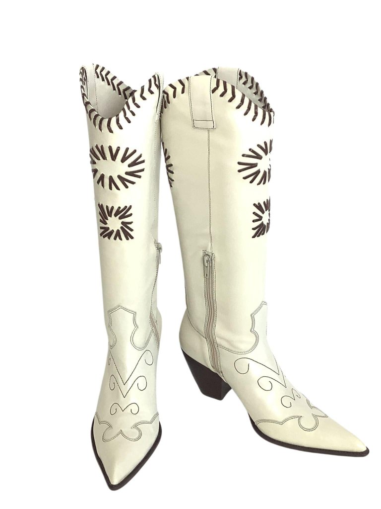 Bcbg Western Boots Never Worn Beige/Brown Inlay Women's Size 7.5